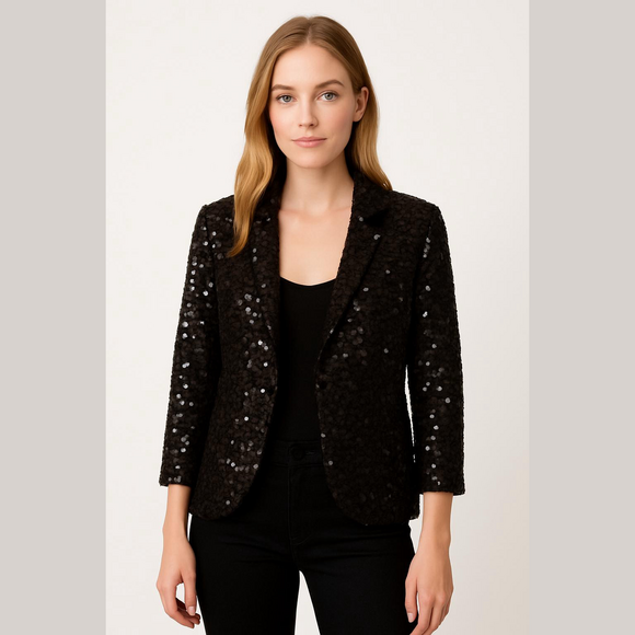White House Black Market Jackets & Blazers - White House Black Market Blazer Size S Black Sequin
